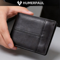 Dompet Kulit Asli Mewah untuk Bisnis, Lipat Dua, Tempat Kartu Berlogo, Penutup Lipat, Rantai, Kasual untuk Uang Tunai, Perjalanan, Dompet Pria