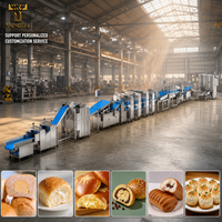 Ligne de production de pain automatique, équipement de boulangerie industrielle, machine à pâtisserie pour croissants, pain grillé, brioches, 4 lignes de finition