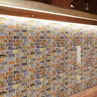 Carreaux muraux 3D autocollants effet pierre naturelle en PU avec revêtement goutte à goutte, style métro décalé, pour crédence de cuisine, vente en gros, OEM ODM, faible MOQ