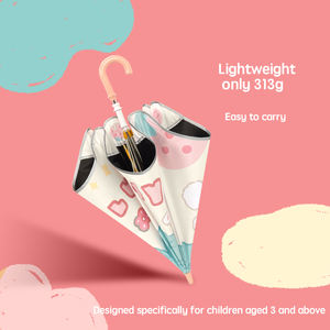 Parapluie pour enfants avec motif de dessin animé, coins arrondis sécurisés et bordure réfléchissante, manche long, toutes saisons, pour la rentrée scolaire - Product Image 2