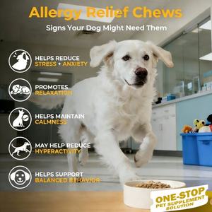 OEM/ODM service voor huisdierengezondheid en -supplementen helpt bij het bevorderen van ontspanning bij honden; kalmerende kauwtabletten met melatonine. - Product Image 2