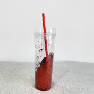 Tazas <span class=keywords><strong>de</strong></span> doble pared con lentejuelas brillantes, polvo <span class=keywords><strong>de</strong></span> bomba transparente, reutilizable, <span class=keywords><strong>de</strong></span> plástico acrílico, aislamiento con tornillo en la tapa y paja, 16oz - Product Image 3