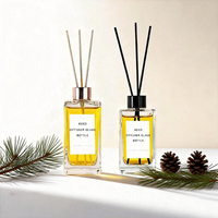 Bouteille diffuseur de parfum rectangulaire vide en gros 100ml 150ml 200ml – Bouteille vide en verre pour diffuseur à bâtonnets avec bouchon doré