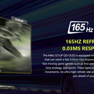 MSI MAG QD-OLED 321UP 32นิ้ว3840x2160 (UHD) จอคอมพิวเตอร์165Hz เอียงปรับความสูงได้ลำโพง0.03MS สีดำ - Product Image 3