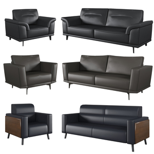 Moderno Conjunto de Sofás Modulares Extensibles para Oficina, Sofá Seccional de <span class=keywords><strong>3</strong></span> <span class=keywords><strong>Plazas</strong></span> en Cuero Sintético Negro Suave para Sala de Espera, Sala de Conferencias o Sala de Estar - Product Image 2