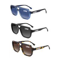 Lunettes de soleil carrées à double pont noires pour femmes, protection UV400, logo personnalisé de haute qualité, en acétate de luxe, vente en gros 2026