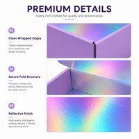 Boîte d'expédition en carton ondulé violet de luxe avec logo personnalisé holographique à l'intérieur, emballage écologique