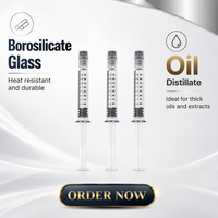 Seringue en verre Luer Lock de 2 ml pour distillat d'huile, prête à être expédiée, emballage de concentré de 2,25 ml