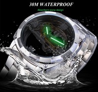 Reloj de Lujo de Marca Superior para Hombre, Diseño Transparente, Engranaje Plateado, Esqueleto, Acero Inoxidable, Mecánico, Automático