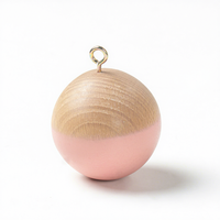 Ornements de Noël en bois, demi-peints en rose, lot de 6 décorations pour arbre