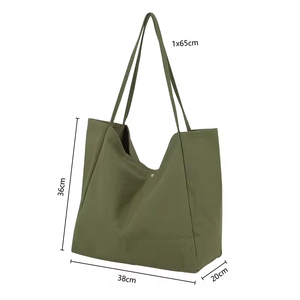 Bolsa de Compras Grande de Lona de 16 oz, Color Puro, con Bolsillo Interior, Reutilizable, Ecológica, Estilo Femenino, Etiqueta OEM - Product Image 2