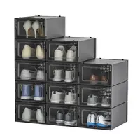 Caja organizadora plegable de plástico para guardar zapatillas de baloncesto, caja de exhibición transparente para guardar zapatos, 12 paquetes