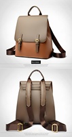 Sac à dos pour femme en cuir PU color block avec rabat, boucle dorée, port multi-positions, sangle réglable, grande capacité, vintage et élégant