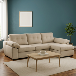 Sofá Seccional en Forma de L, Moderno y Minimalista, de Tela, con Chaise Longue y Estructura de Madera para Sala de Estar - Product Image 3