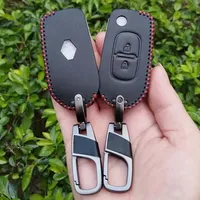 Étui en cuir pour clé de voiture Renault Logan 2 Stepway Sandero Duster 2019 2020, porte-clés, coque de protection, accessoires de voiture