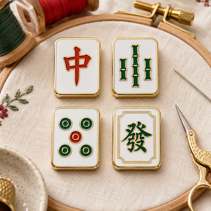 Al por mayor, soporte magnético esmaltado personalizado con diseño de Mahjong para agujas de punto de cruz, bordado y costura - Product Image 1