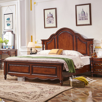 Amerikanischer Luxus-Stil Kingsize-Schlafzimmerbett Europäischer Stil Hochwertiges Massivholz-Doppelbett Weiches Kopfteil Lederbett Modern