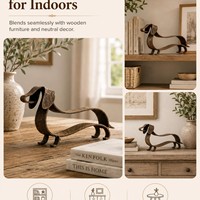 Sculpture de Teckel en Métal Poli Semi-Fait Main Exquise, Figurine Animale, Décoration de Table pour la Maison, Vente en Gros, Cadeau pour Amateurs d'Animaux, Ornement