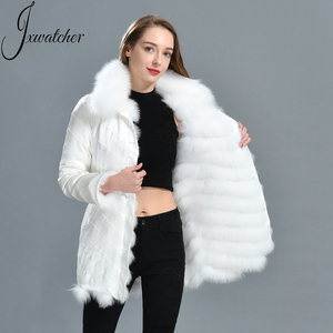 2024 inverno giacca di vera pelliccia di volpe fodera di seta liscia caldo esterno lungo di lusso all'ingrosso 100% tessuto di seta cappotto reversibile da donna - Product Image 6