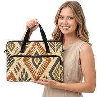 Sac pour ordinateur portable matelassé à imprimé floral Art Déco tropical personnalisé, motif Kapa Hawaïen, pour le shopping, les voyages et le transport quotidien