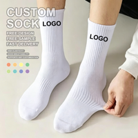 Chaussettes unisexes en gros avec logo personnalisé, 100% coton, chaussettes de sport pour le tennis avec logo positionnable sur le bord