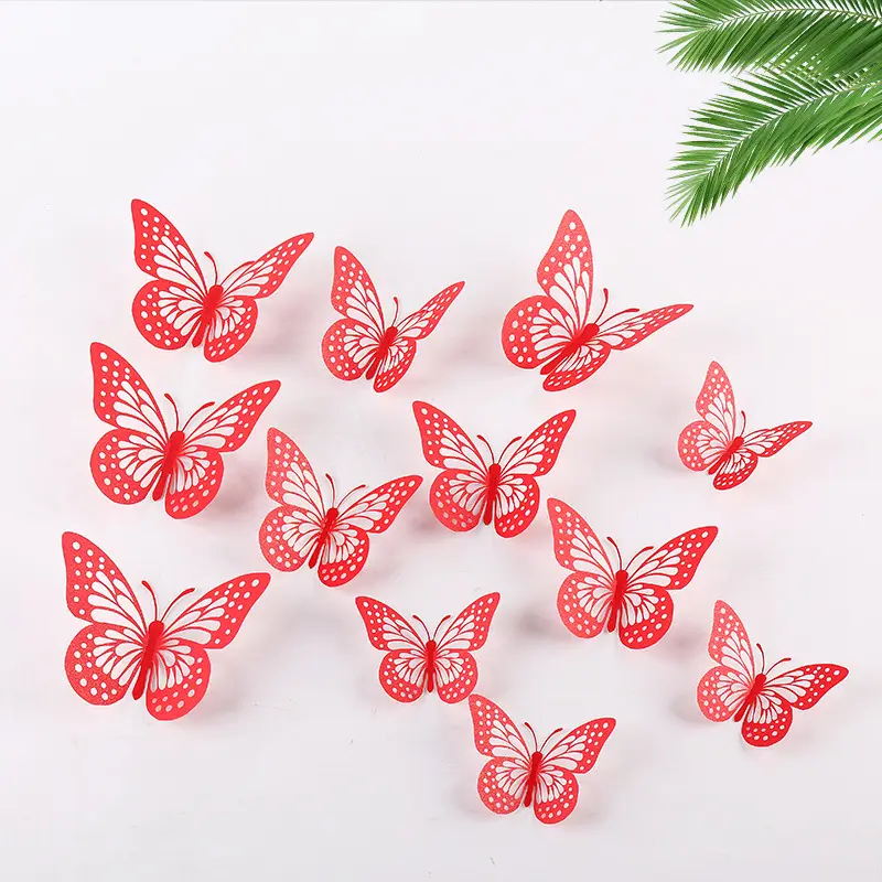 Adesivo de parede de borboleta 3d, de papel oco, alta qualidade, 3d, decalque de parede de borboleta, decoração de festa de casamento, plano de fundo, borboletas