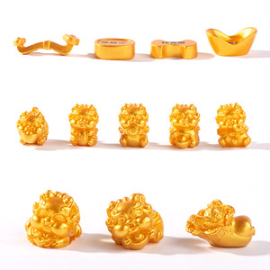 เครื่องประดับเรซิ่นรูปปี่เซียะชุบทองขนาดเล็ก สำหรับตกแต่งบ้าน รถยนต์ โต๊ะทำงาน เสริมฮวงจุ้ย ของสะสมสัตว์มงคล - Product Image 1