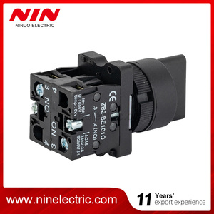 Interruptor de botón pulsador de 2 posiciones con mango corto, Selector negro N/O + N/C, 1 resorte de retorno al centro - Product Image 3