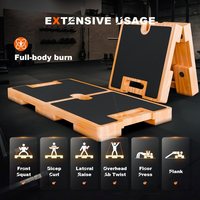 Plateforme d'exercice pliable en bois massif multifonctionnelle avec ancre pour bandes de résistance et coussinets antidérapants en silicone
