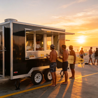 Plateforme de cuisine mobile industrielle de 13 pieds, remorque alimentaire renforcée pour snacks, hot-dogs, hamburgers, pizzas, churros, barbecue