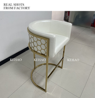 Tabouret de comptoir de bar en velours blanc bon marché maison moderne minimaliste décontracté café meubles chaises de bar hautes en métal doré pour table de bar