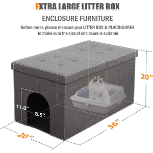 Multifunctional Foldable <strong>Cat</strong> House Small Size Animal Print Pattern Hidden <strong>Cat</strong> <strong>Litter</strong> Box Furniture Pet Bench Storage <strong>Cabinet</strong> - Product Image 2