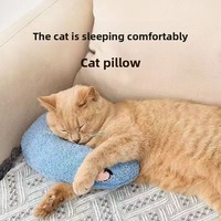 Coussin de couchage pour animaux de compagnie (chats et chiens) en forme de U, oreiller rond pour le cou, tissu doux et épais, toutes saisons, garde au chaud