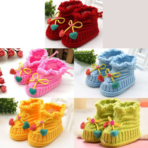 Commercio all'ingrosso uncinetto filato di lana in <span class=keywords><strong>maglia</strong></span> scarpe per <span class=keywords><strong>neonato</strong></span> bambino floreale traspirante maglieria calzini calzature - Product Image 4