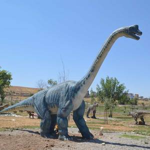 Proveedor Chino <span class=keywords><strong>de</strong></span> Dinosaurios Animatrónicos Gigantes Personalizados, Braquiosaurio <span class=keywords><strong>de</strong></span> Cuello Largo, Mamenchisaurus con Motor para Parque Jurásico Natural - Product Image 1