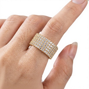 Anillo de Lujo de Alta Calidad con Certificación IGI, Estilo Hip Hop, con Diamantes CVD, Diseño de Cinco Filas, Plata 925 Chapada en Oro - Product Image 1