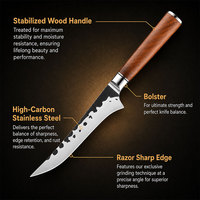 Couteaux de cuisine professionnels en acier inoxydable martelé à haute teneur en carbone avec manche en bois, couteau japonais, couteau à filet, couteau à désosser