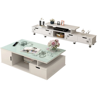 Ensemble moderne et simple de meuble TV et table basse en MDF pour salon, mobilier de maison pour petit appartement, compatible avec les téléviseurs de 30 à 34 pouces, sans assemblage