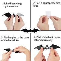 Souvenirs de mariage, décorations murales de chauves-souris d'Halloween, décorations de fête, décorations d'Halloween intérieures et extérieures, autocollants de chauves-souris noirs 3D réutilisables en PVC