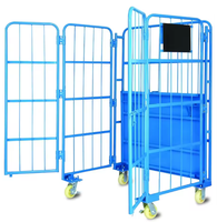 Chariot de manutention mobile industriel à 4 roues pivotantes, chariot de distribution d'entrepôt, couleur personnalisée pour atelier et supermarché