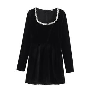 Vestido Corto <span class=keywords><strong>de</strong></span> <span class=keywords><strong>Terciopelo</strong></span> Estilo Hepburn <span class=keywords><strong>de</strong></span> Manga Larga para Mujer, Moda Europea y <span class=keywords><strong>Americana</strong></span>, Banquete Festivo Europeo 2025 - Product Image 6