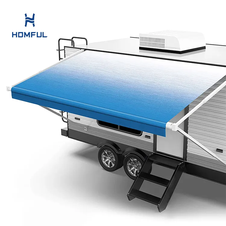 HOMFUL อุปกรณ์เสริม RV เทปคาสเซ็ตแบบพับเก็บได้ Motorhome กันสาดผ้า Camper รถพ่วงคาราวาน RV กันสาด