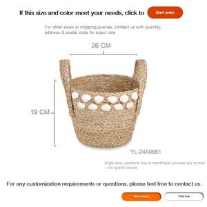 Panier <span class=keywords><strong>de</strong></span> rangement en jonc <span class=keywords><strong>de</strong></span> mer avec décorations coquillages, style bohème côtier, poignées robustes pour salon, chambre d'enfant, salle <span class=keywords><strong>de</strong></span> bain, cadeau, organisateur <span class=keywords><strong>de</strong></span> maison - Product Image 3