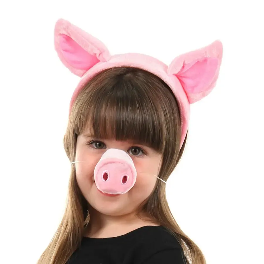 ピンクの豚の蝶ネクタイとテールセット動物パーティーセクシーなアニメの豚の耳ヘッドバンド鼻キットコスプレコスチュームアクセサリーキット子供女性用