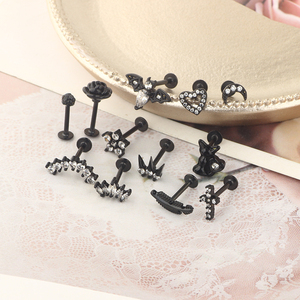Boucles d'oreilles en cartilage pour femmes, bijoux de piercing hélix, boucles d'oreilles tragus et hélix avant, clous labret, piercing lèvre Medusa Monroe - Product Image 4