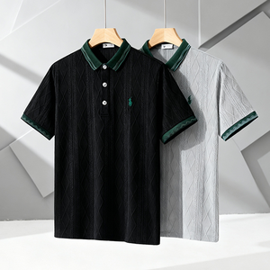 เสื้อเชิ้ตแขนสั้นผู้ชายทรงเข้ารูป แห้งเร็ว ผลิตจากโพลีเอสเตอร์/ไนลอน แต่งโลโก้ด้านหน้า คอเสื้อตัดสี สไตล์ลำลองสำหรับฤดูใบไม้ผลิ แบรนด์ <span class=keywords><strong>OMG</strong></span> รุ่น Model - Product Image 3