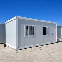 Casa Contenedor Blanca Prefabricada con Ventanas de Seguridad para Oficina en Obras de Construcción y Campamento Laboral