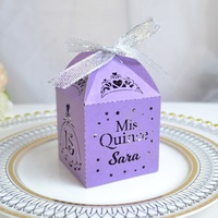 Sweet 15 quinceanera party favours boîte d'anniversaire personnalisée découpée au laser avec ruban