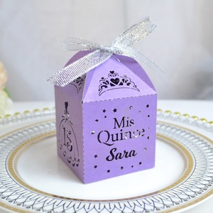 Сладкая 15 quinceanera сувениры для вечеринки лазерная резка Персонализированная Коробка на день рождения с лентой - Product Image 3