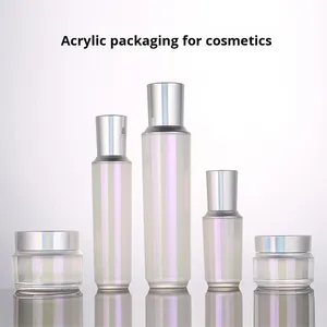 Hot bán Chất lượng cao màu hồng nữ tính loạt Acrylic mỹ phẩm thiết lập bao bì Sữa nước cho bản chất kem rỗng chai nhựa - Product Image 4